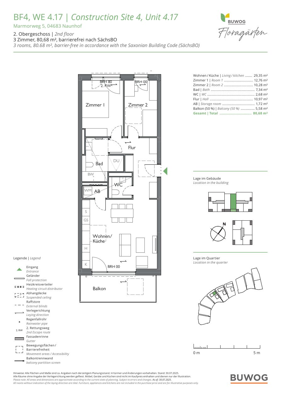 Grundriss Wohnung 4.17 in den Floragärten Naunhof