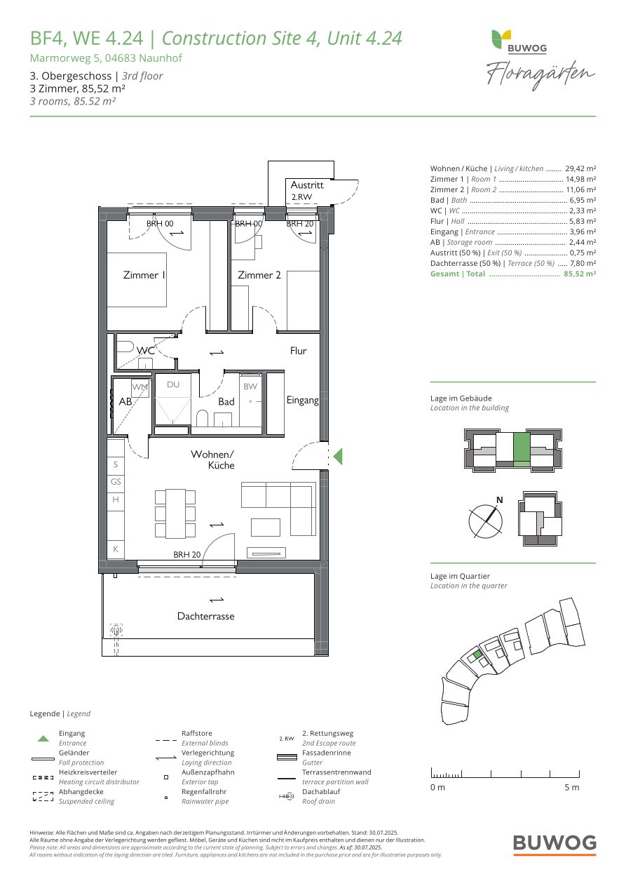Grundriss Wohnung 4.24 in den Floragärten Naunhof