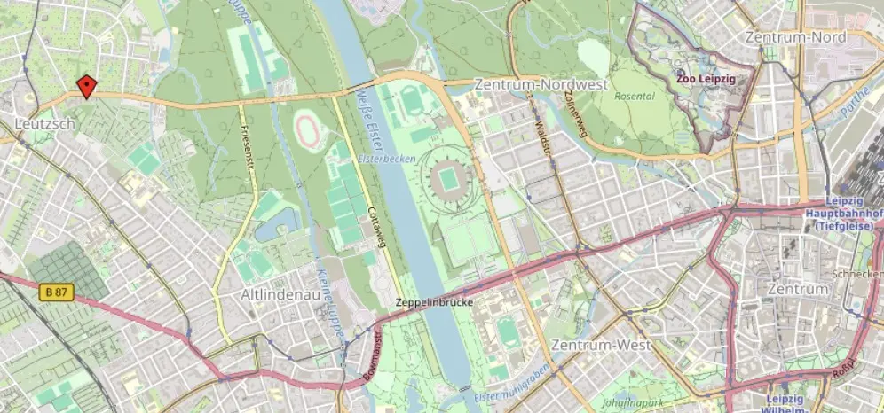 Lagekarte des Luxus Penthouses in Leipzig Leutzsch