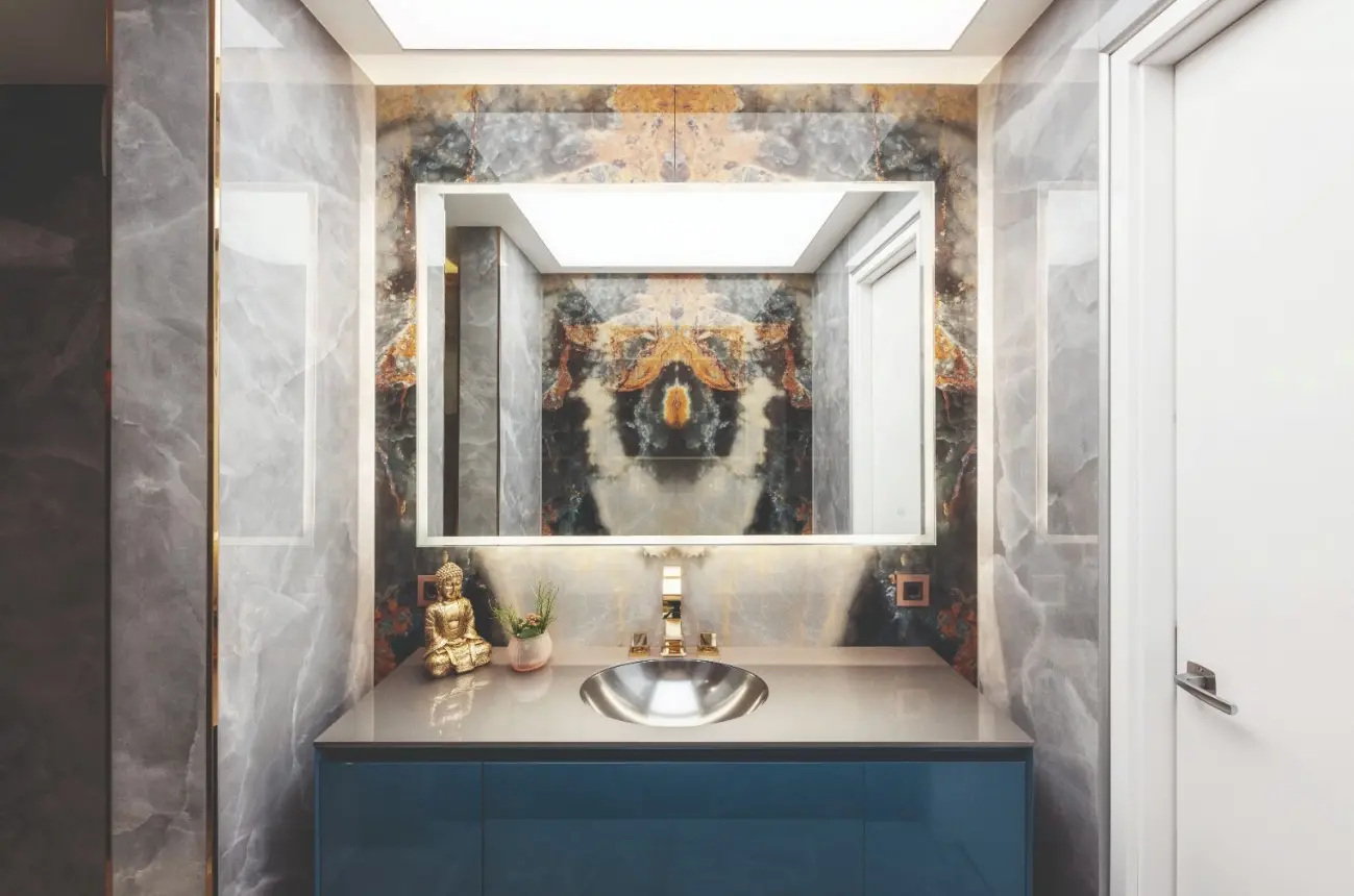 Waschbecken im Gästebad des Penthouses Leipzig