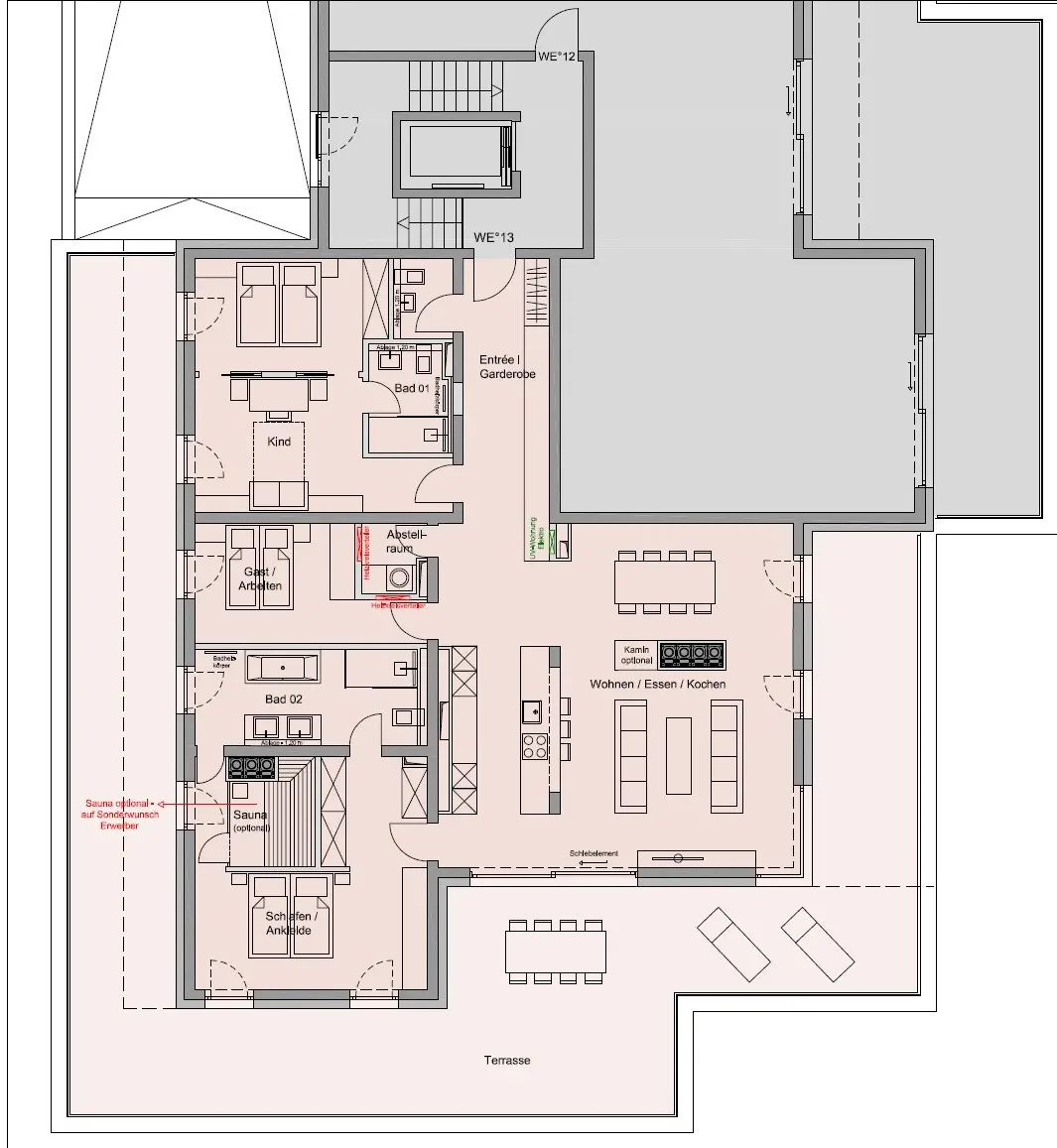 Beispielgrundriss Penthouse WE 13 Villen am Auenwald