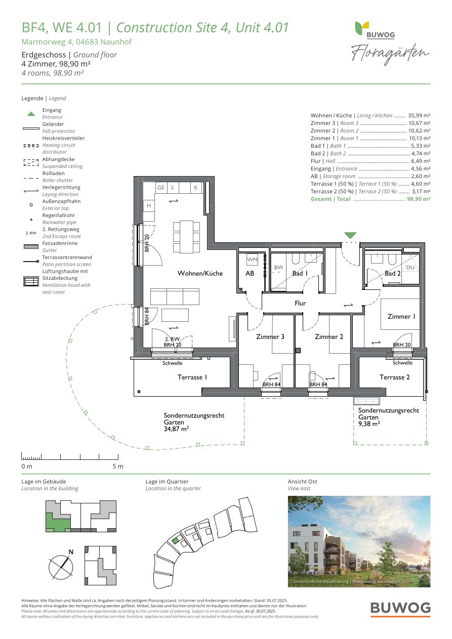 Grundriss Wohnung 4.01 in den Floragärten Naunhof