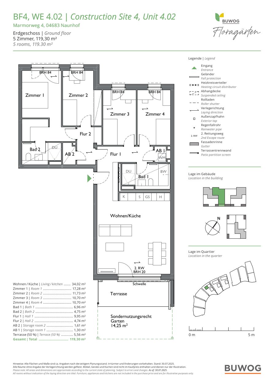 Grundriss Wohnung 4.02 in den Floragärten Naunhof