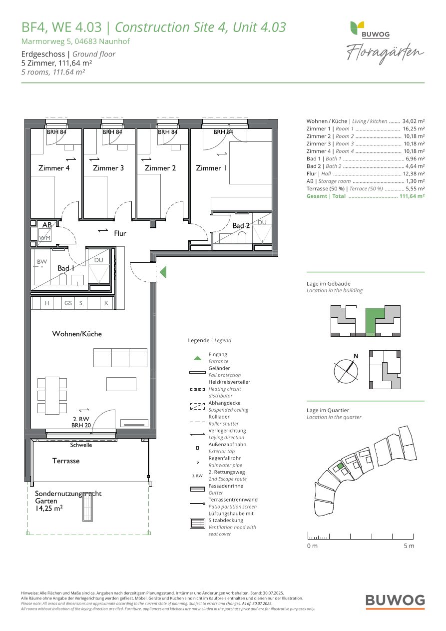 Grundriss Wohnung 4.03 in den Floragärten Naunhof