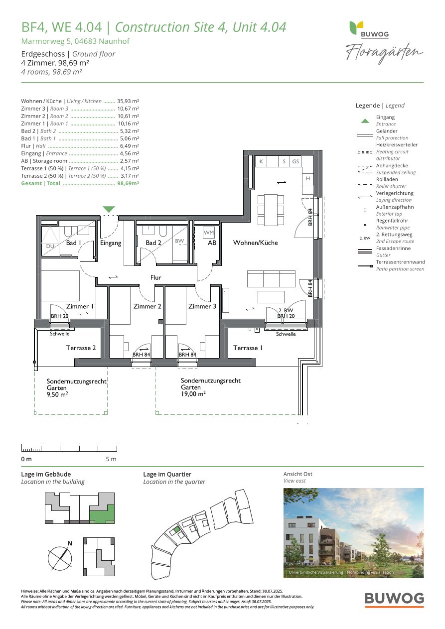 Grundriss Wohnung 4.04 in den Floragärten Naunhof