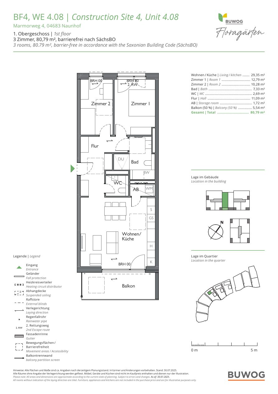 Grundriss Wohnung 4.08 in den Floragärten Naunhof