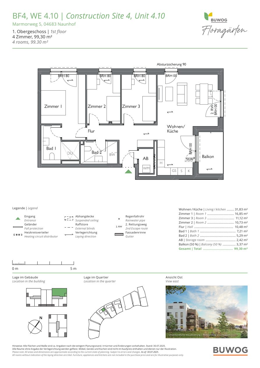 Grundriss Wohnung 4.10 in den Floragärten Naunhof