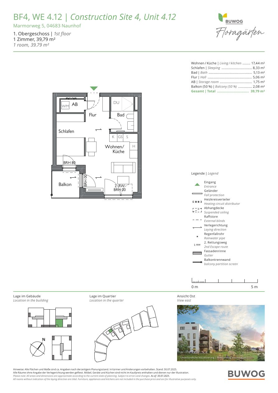 Grundriss Wohnung 4.12 in den Floragärten Naunhof