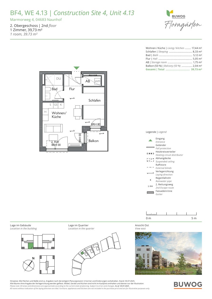 Grundriss Wohnung 4.13 in den Floragärten Naunhof