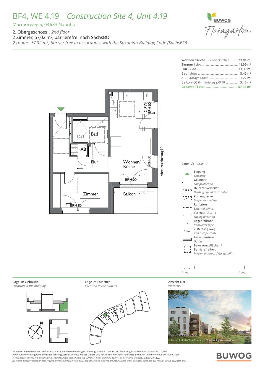 Grundriss Wohnung 4.19 in den Floragärten Naunhof