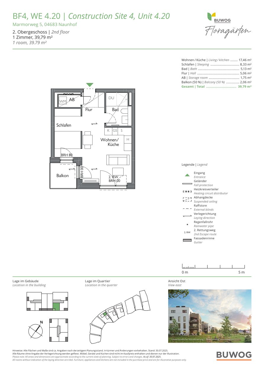 Grundriss Wohnung 4.20 in den Floragärten Naunhof