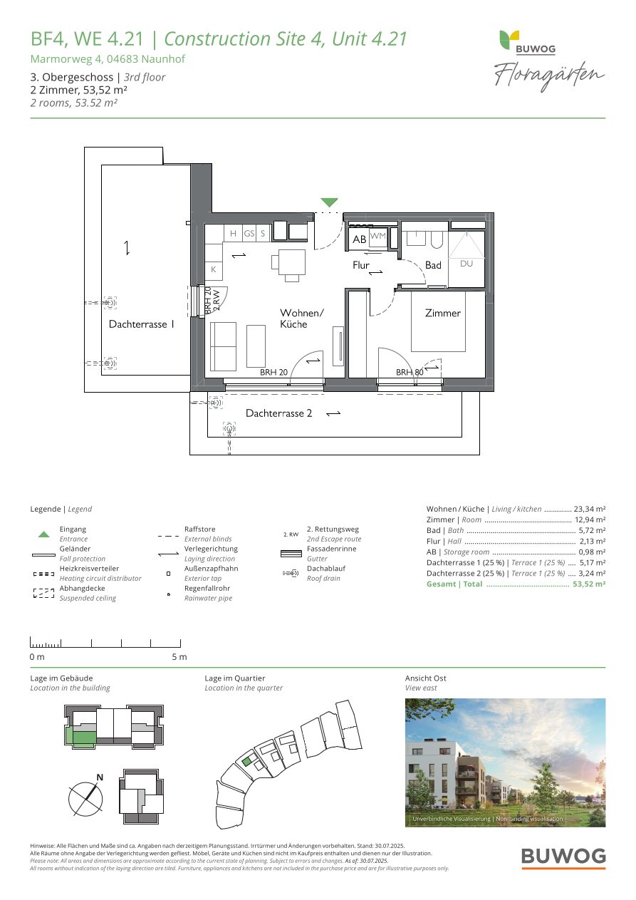 Grundriss Wohnung 4.21 in den Floragärten Naunhof