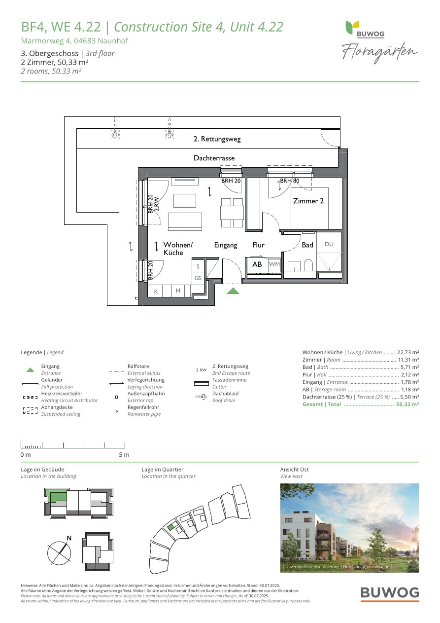Grundriss Wohnung 4.22 in den Floragärten Naunhof