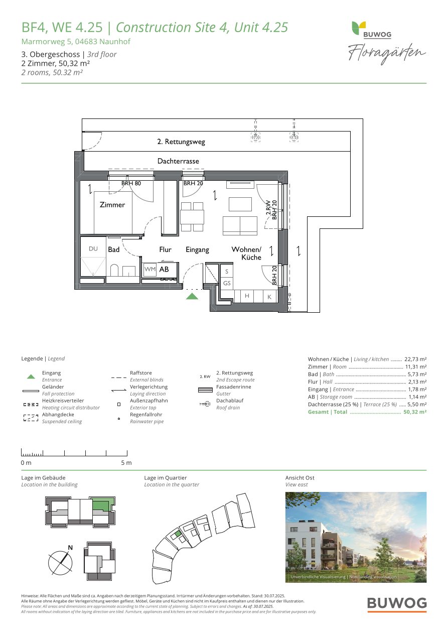 Grundriss Wohnung 4.25 in den Floragärten Naunhof