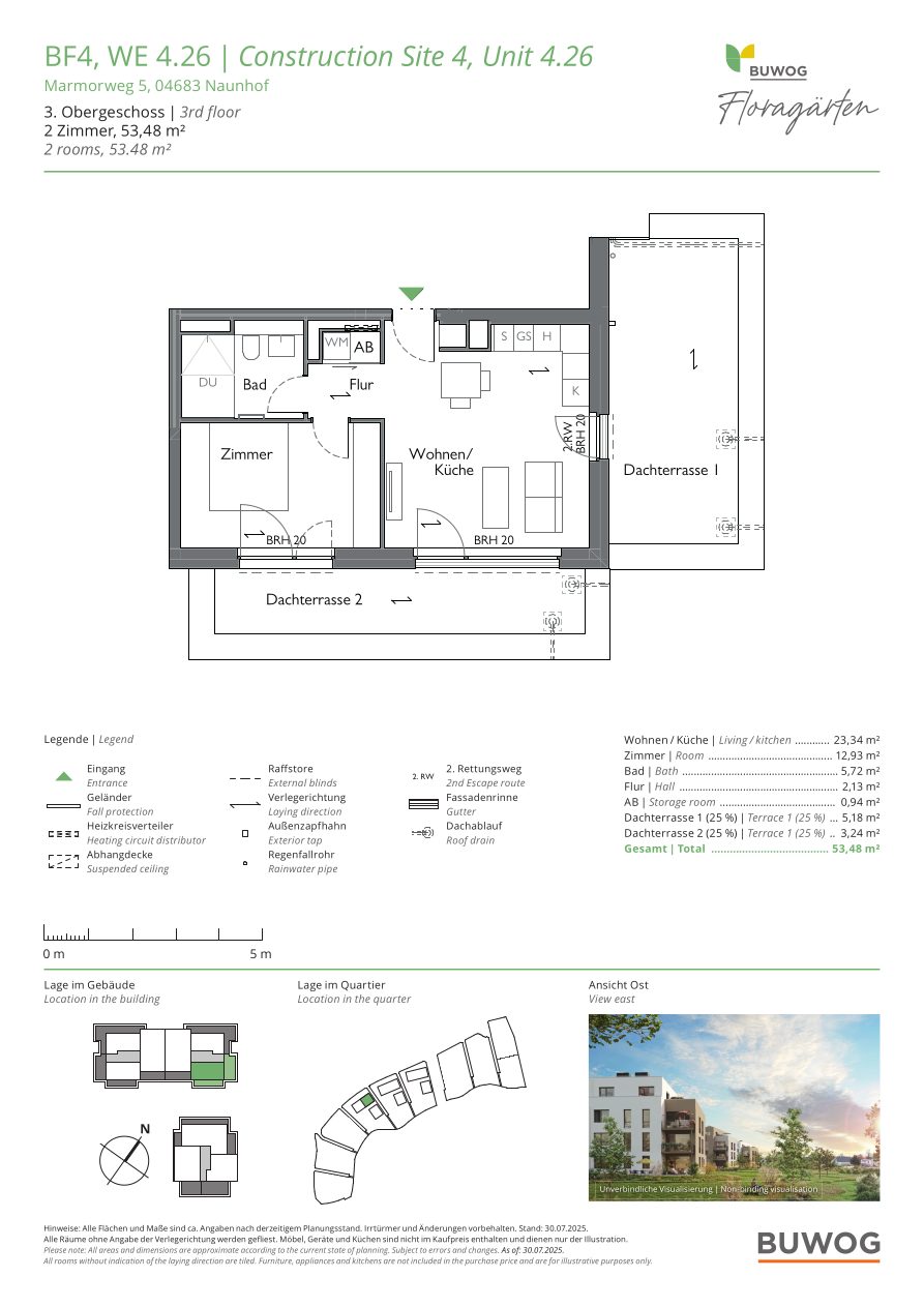 Grundriss Wohnung 4.26 in den Floragärten Naunhof
