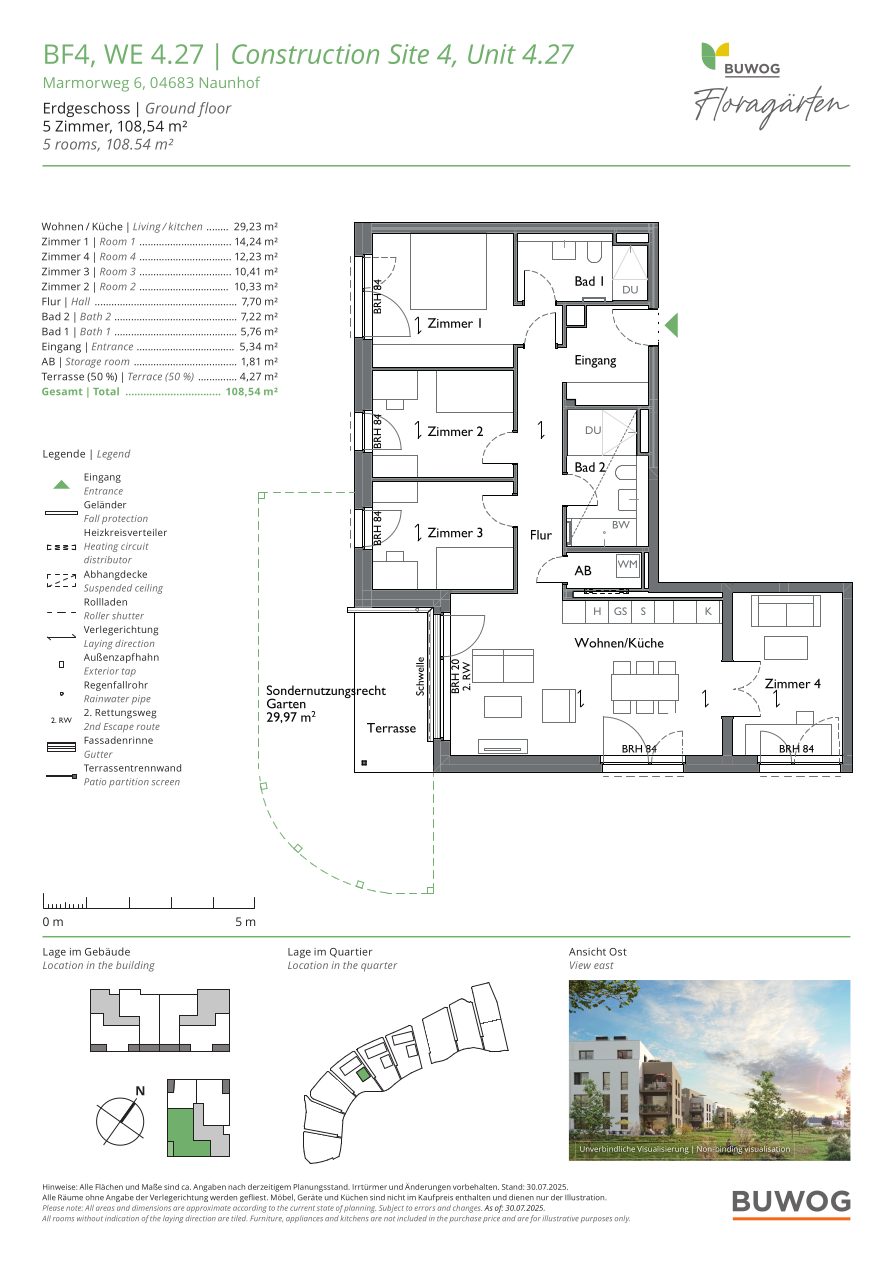 Grundriss Wohnung 4.27 in den Floragärten Naunhof