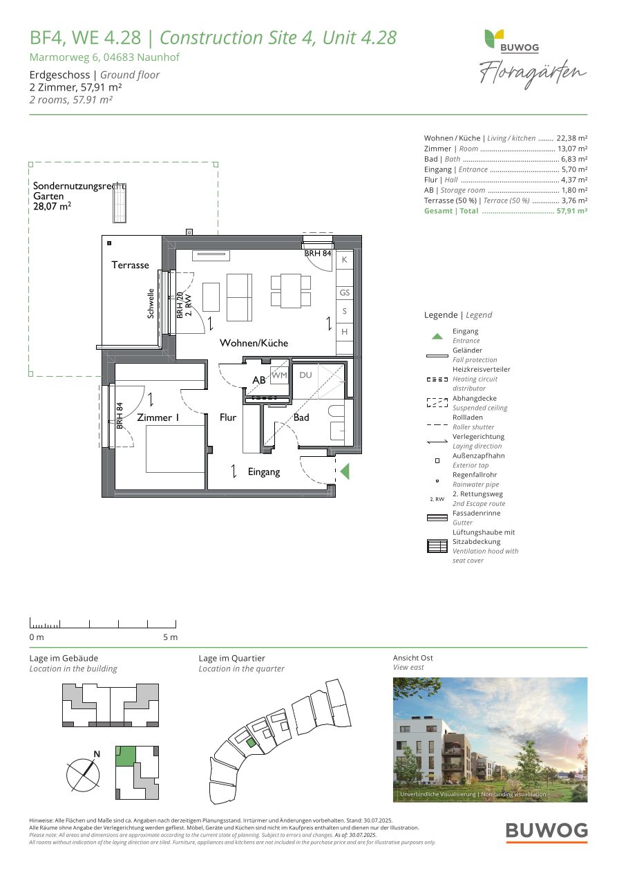 Grundriss Wohnung 4.28 in den Floragärten Naunhof