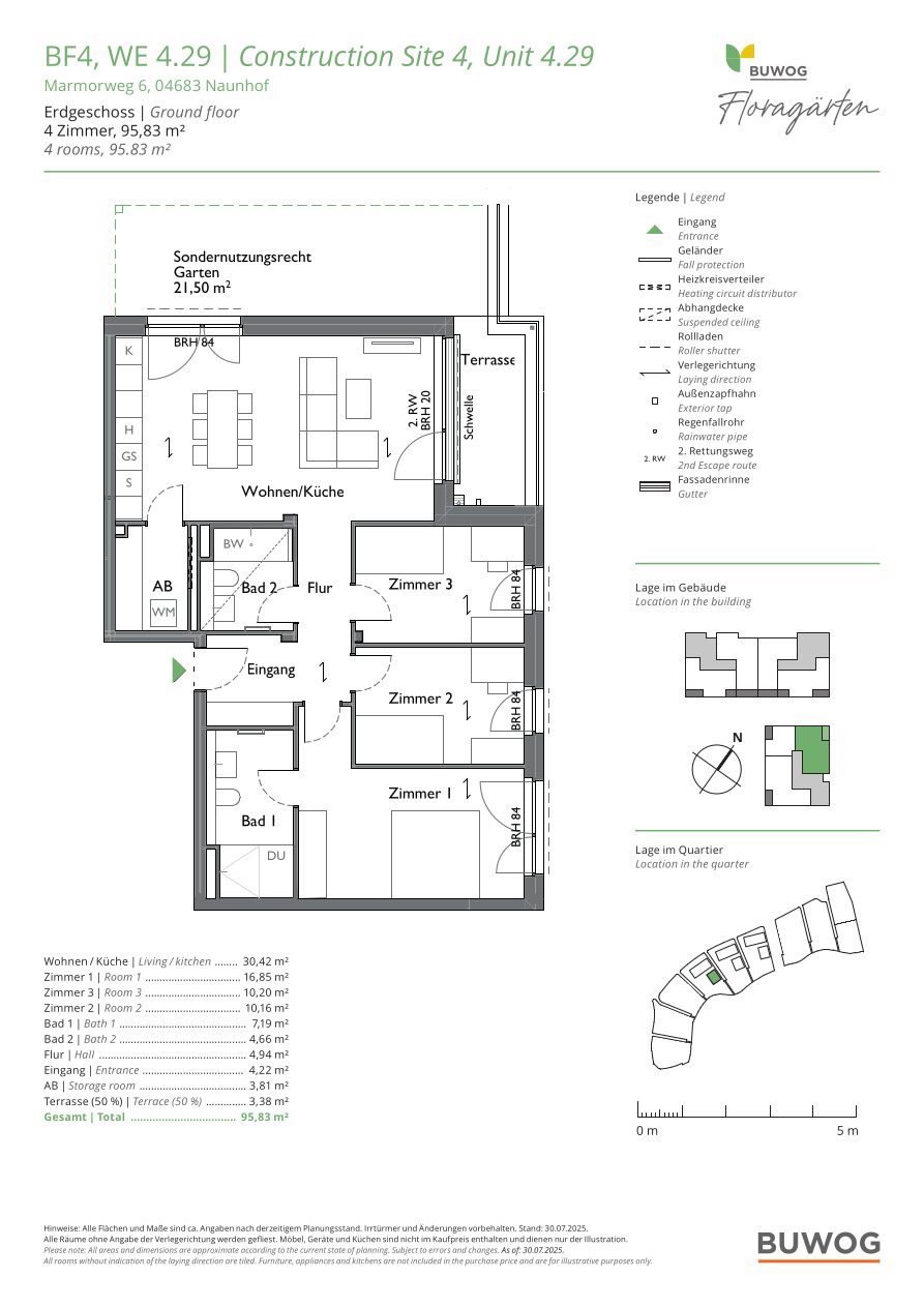 Grundriss Wohnung 4.29 in den Floragärten Naunhof