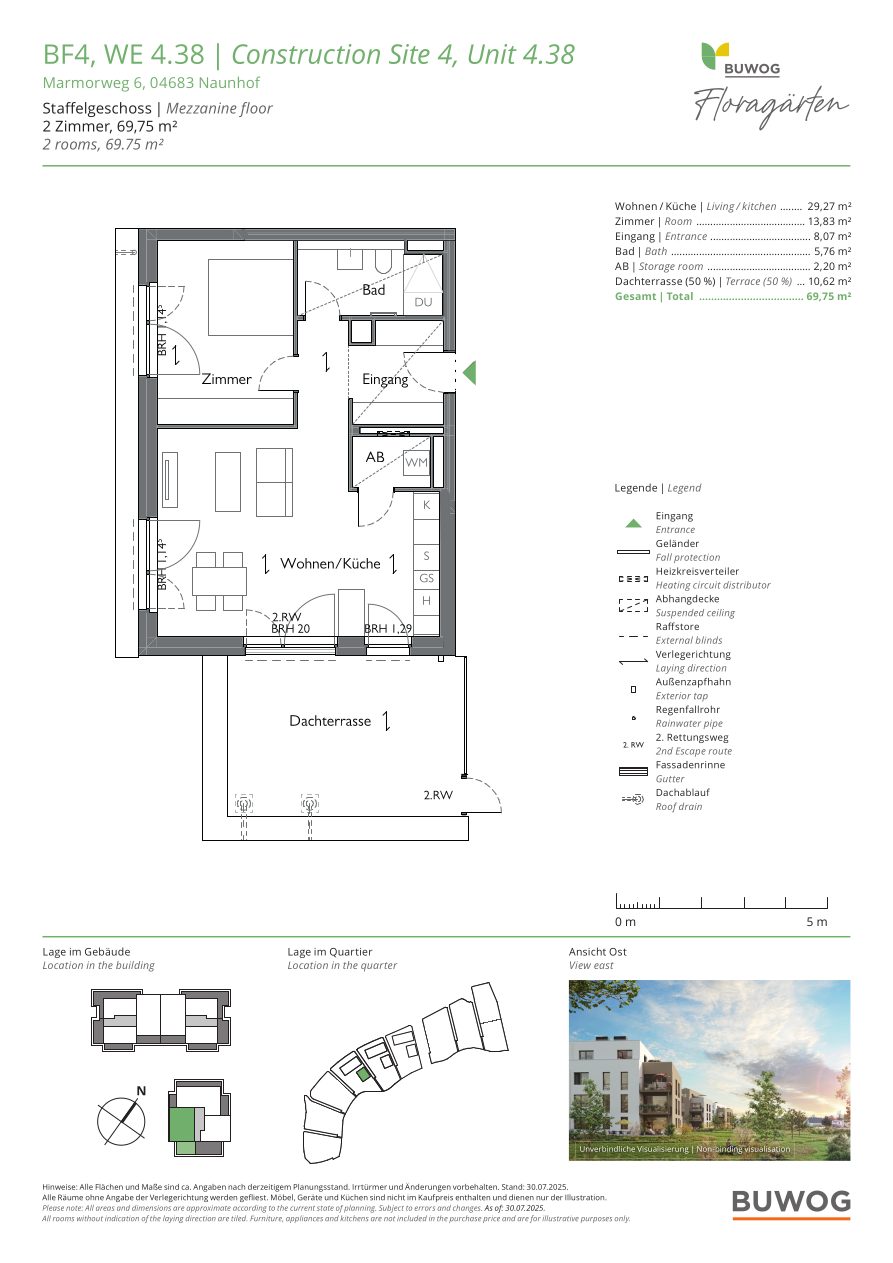 Grundriss Wohnung 4.38 in den Floragärten Naunhof