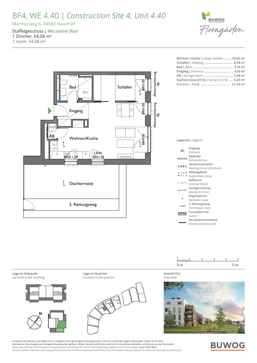 Grundriss Wohnung 4.40 in den Floragärten Naunhof